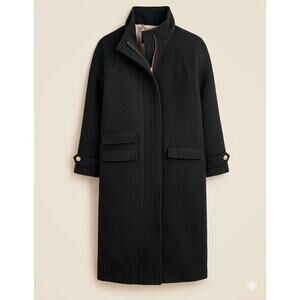 NWT J.Crew Tall Toscana Coat In Italian Stadium-Cloth Wool Blend Black Sz 6T